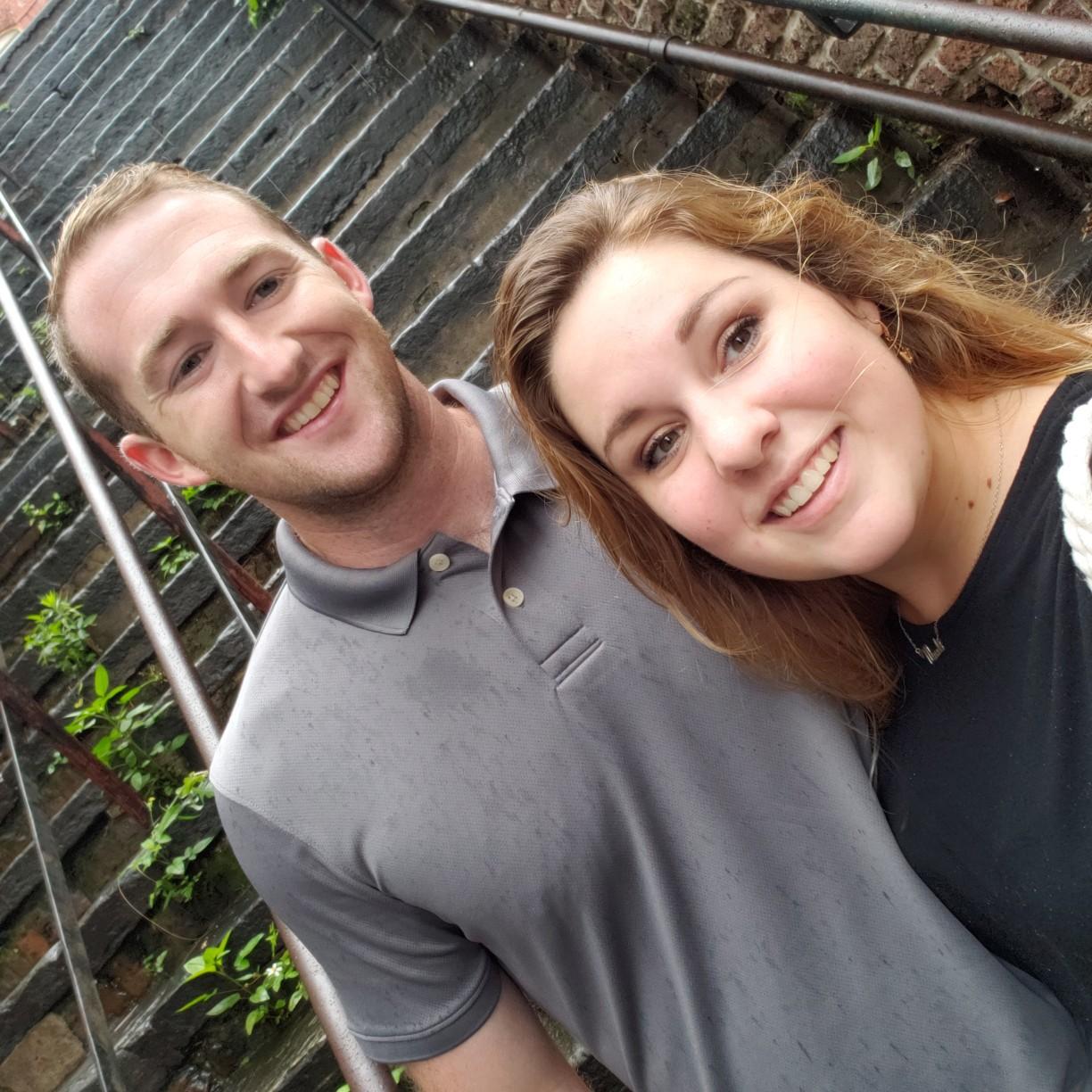 Downtown Savannah in front of historic stairs