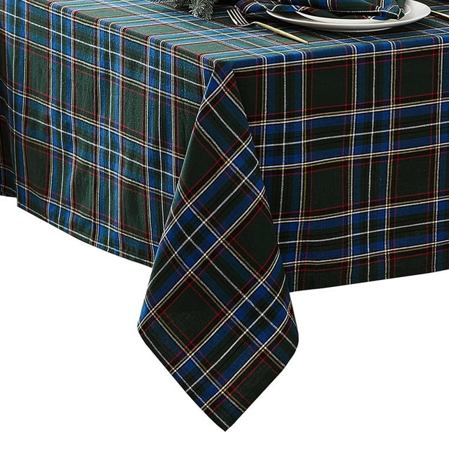 Elrene Home Fashions Stowe Tartan Holiday Plaid Christmas/Winter Cotton Rectangle Tablecloth, 60"X120", Green