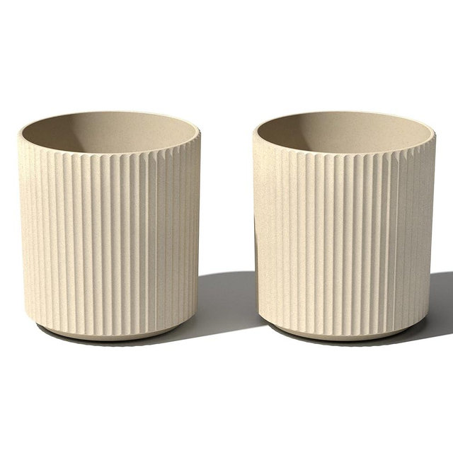 Veradek Demi Series Round Planter for Porch, Patio, Backyard | Durable Plastic-Concrete Material | Modern Décor for Tall Plants, Flowers
