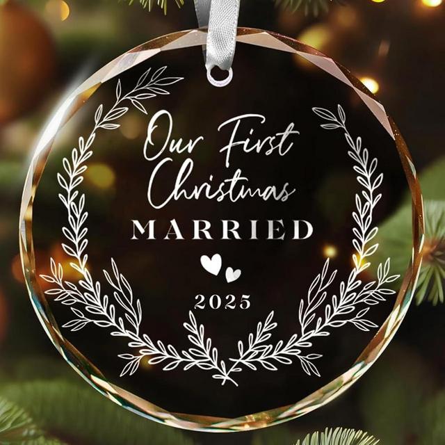 Engagement Gifts for Couples, Our First Christmas Married Ornament 2025, First Christmas Married Ornament, 1st Xmars As Mr and Mrs, Newlywed Gifts for Couples 2025, Bridal Shower Wedding Gift