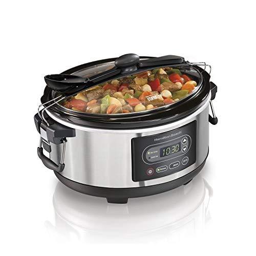 Hamilton Beach 33957 Programmable Stay or Go Slow Cooker, 5-Quart, Silver