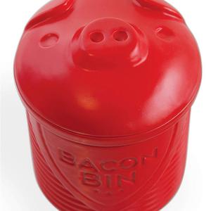 Talisman Designs Bacon Bin Grease Strainer and Storage, Red, Reusable BPA-free Silicone