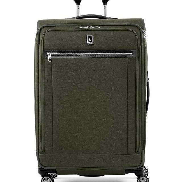 Travelpro Platinum Elite Softside Expandable Checked Luggage, 8 Wheel Spinner Large Suitcase, TSA Lock, Men and Women, Pilot Green, Checked Large 29-Inch