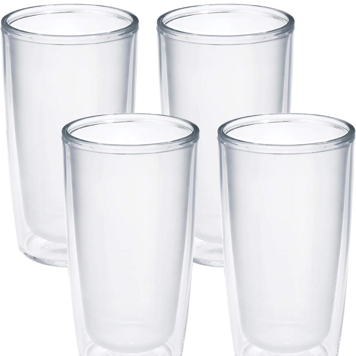 Tervis Crystal Clear Tabletop Made in USA Double Walled Insulated Tumbler Travel Cup Keeps Drinks Cold & Hot, 16oz - 4pk, Classic
