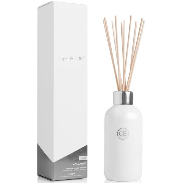 Capri Blue Volcano Reed Diffuser Set - Includes Reed Diffuser Sticks, Fragrance Oil, and Glass Bottle - Luxury Scented Room Freshener - White (8 fl oz)