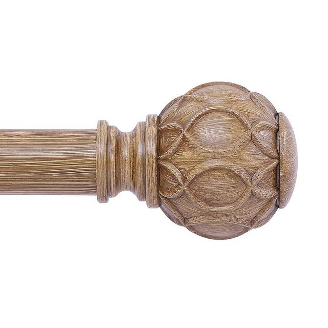 HTZON Wood Curtain Rods 66 to 120 Inch,1 Inch Adjustable Long Curtain Rod,Netted Wooden Window Curtain Rods,Farmhouse Rustic Heavy Duty Curtain Rods,Brown Wood Grain Decorative Drapery Rods 66-120"