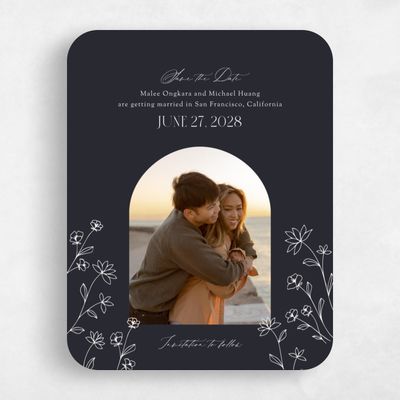 Black Rounded Wedding Save the Date - Durham Photo