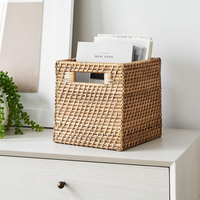 Modern Weave Storage Cubby Basket, Natural