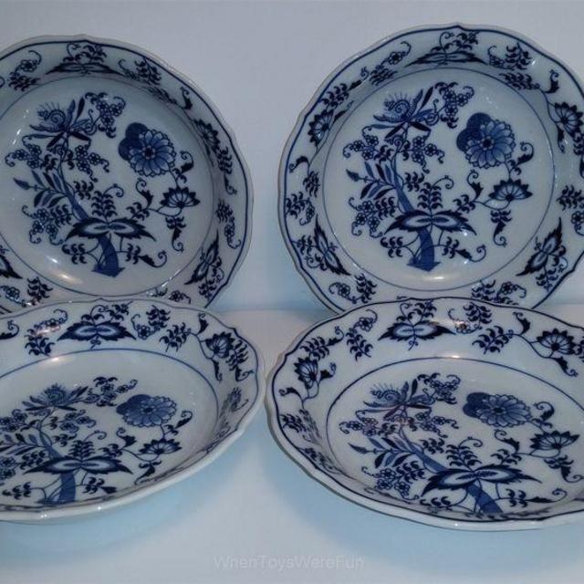 Blue Danube, Blue Onion Cereal Bowls, 8