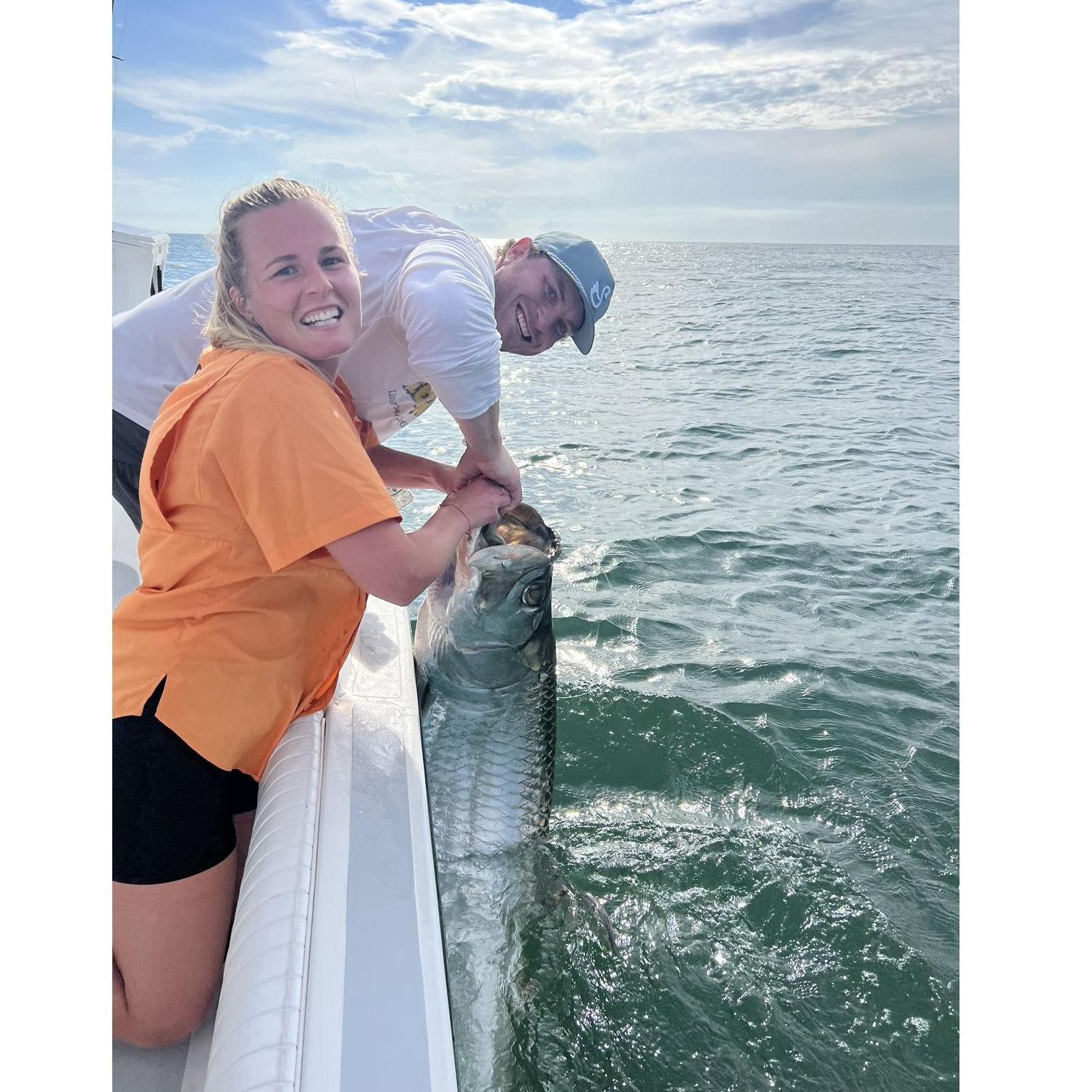 Ashley fought this Tarpon (alone!) for over 50 mins. This was the day Frazer knew she had "mom" strength...
