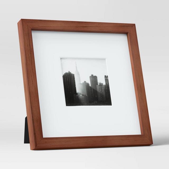 8" x 8" Matted to 4" x 4" Table Top Mid Tone Wood Picture Frame Brown - Project 62™