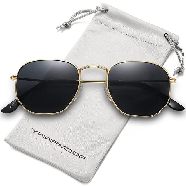YWWPMDOF Hexagon Polarized Sunglasses for Womens Men Trendy Square Sun Glasses UV Protection