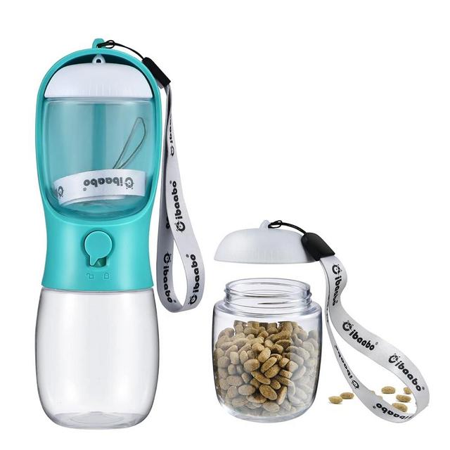 Cibaabo Dog Water Bottle with Food Container, Travel Puppy Water Bowl, Portable Pet Dispenser, Dog Stuff Accessories Items, Puppy Essentials Necessities for Yorkie Chihuahua Cat Walking and Hiking