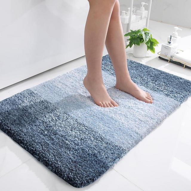 OLANLY Luxury Bathroom Rug Mat 36x24, Extra Soft and Absorbent Microfiber Bath Rugs, Non-Slip Plush Shaggy Bath Carpet, Machine Wash Dry, Bath Mats for Bathroom Floor, Tub and Shower, Navy Blue
