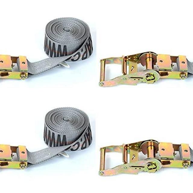 Tank Straps Motorcycle Tie Down Straps (4pk) - 10.000 lb Webbing Break Strength 2'' x 10' Super Heavy Duty Endless Tie Downs with Ratchet Strap