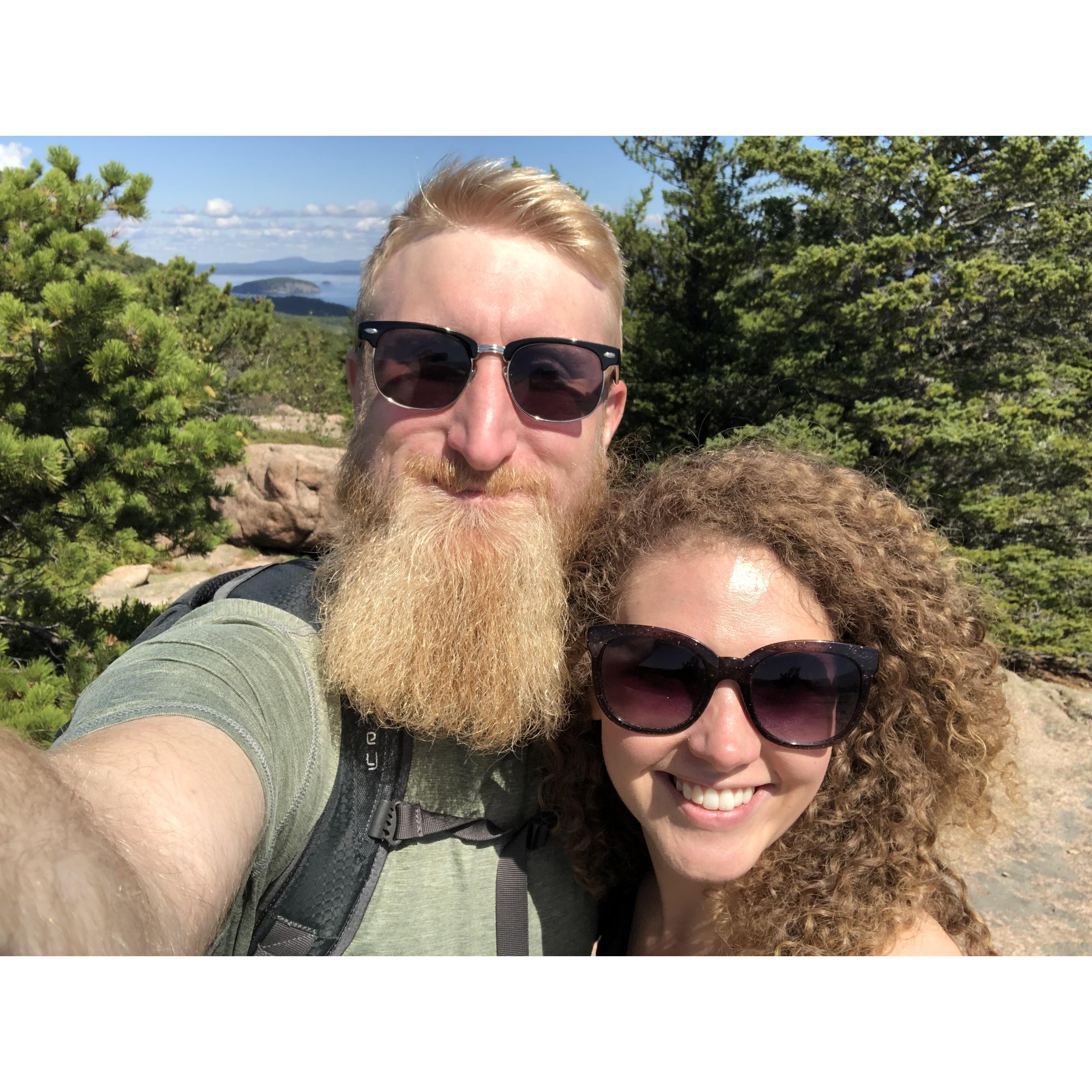 Hiking the Beehive Trail in Maine.