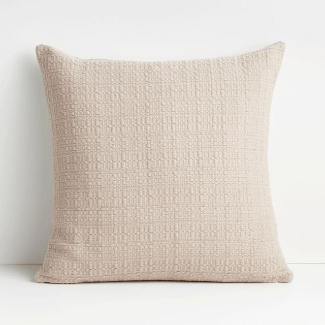 Bari 20" Taupe Knitted Pillow with Down-Alternative Insert - Color: Pure Cashmere