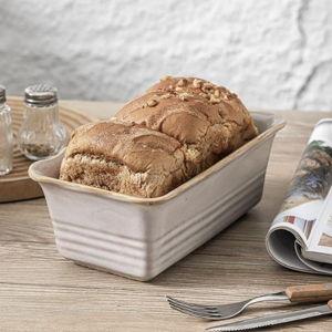 HVH Ceramic Loaf Pan for Baking Bread, Rectangular Baking Bread Loaf Pan, 9 x 5 inch Bread Pan, Bread Baking Pan for Cooking, Wave Series, Farmhouse Style (Sand Color)