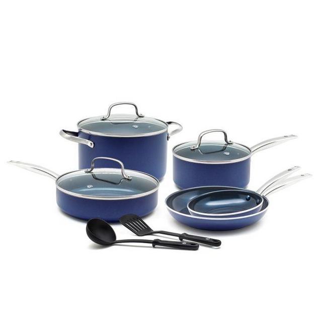 Blue Diamond™ Ceramic Nonstick 10-Piece Cookware Set in Blue