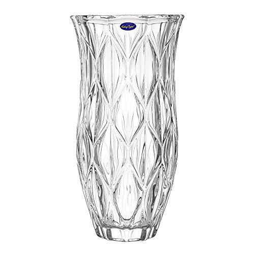 Amlong Crystal Large Clear Floral Vase 12 inches High (6 inch Top and 3 inch Bottom)