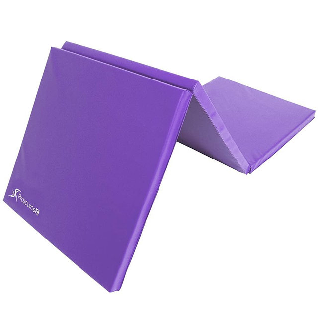 ProsourceFit Tri-Fold Folding Thick Exercise Mat 6’x2’ with Carrying Handles for Tumbling, MMA, Martial Arts, Gymnastics, Stretching, Core Workouts