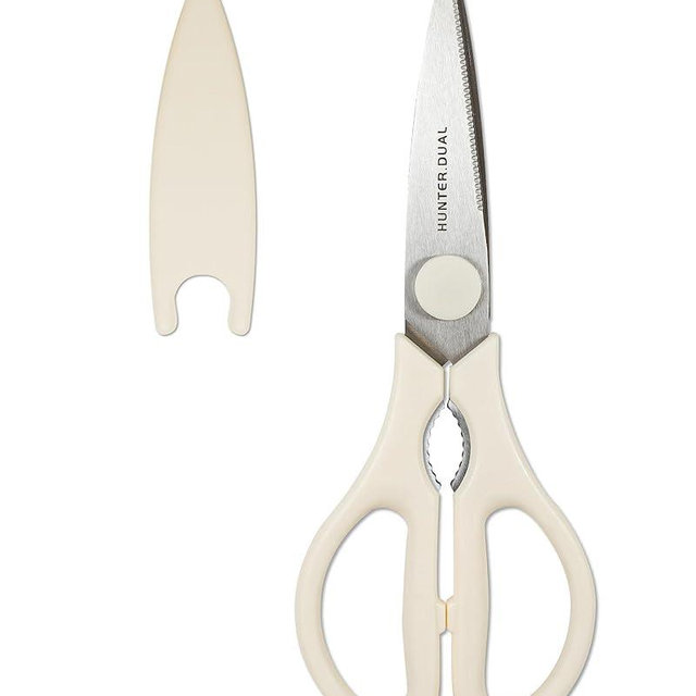 Kitchen Scissors for Food, HUNTER.DUAL Heavy Duty Come Apart Poultry Shears for Cooking, All Purpose for Cutting Chicken, Meat, Fish & Vegetables (Cream, 8.35 Inch)