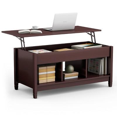 Costway Lift Top Coffee Table w/ Hidden Compartment and Storage Shelves Modern Furniture