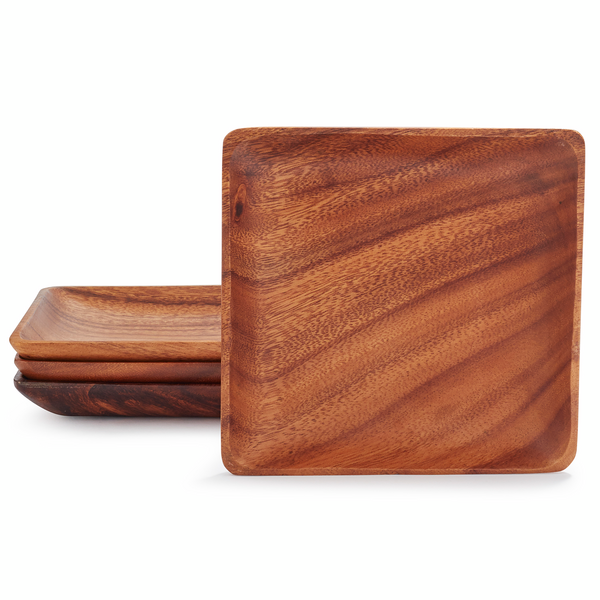 Acacia Wood Plates, Set of 4