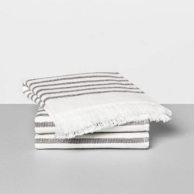 3pc Washcloth Ella Stripe Railroad Gray - Hearth & Hand™ with Magnolia