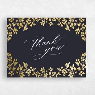 Ebony, Black Wedding Thank You - Edera Landscape Foil