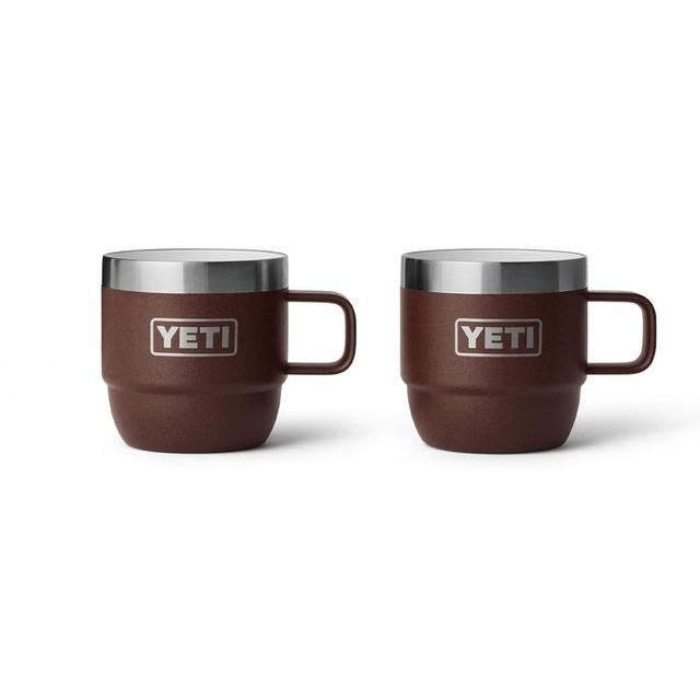 YETI Rambler 6 oz Stackable Mug, Stainless Steel, Vacuum Insulated Espresso/Coffee Mug, 2 Pack, Wetlands Brown