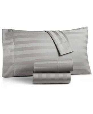 CHARTER CLUB DAMASK 1.5" Stripe Extra Deep Pocket 550 Thread Count 100% Cotton 4-Pc. Sheet Set, Queen, Created for Macy's - NEO NATURAL COLOR, DEEP SET QUEEN
