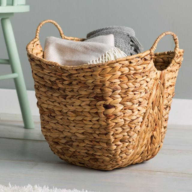 Tall Water Hyacinth Wicker Basket
