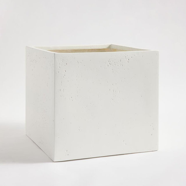 Mission Square Planter, White, Medium