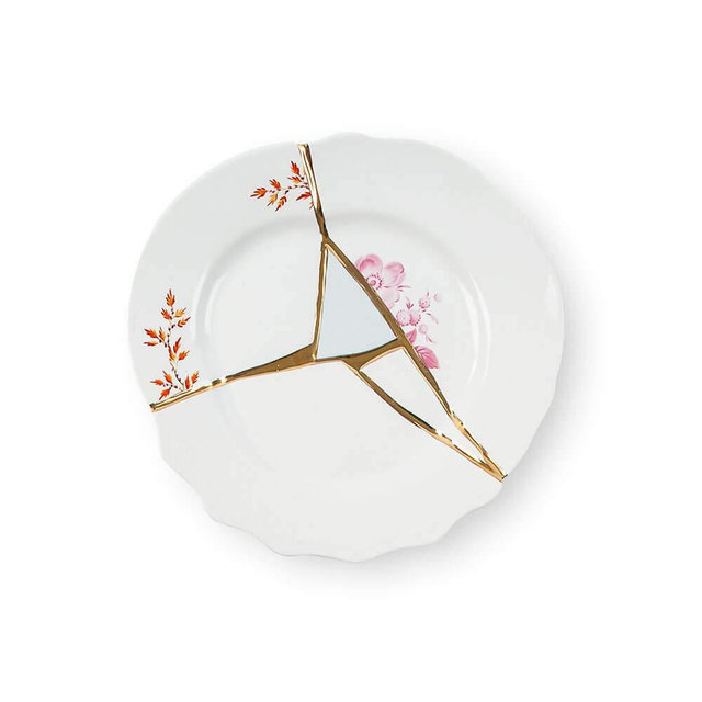 Seletti Kintsugi Fruit Plate in Porcelain and 24 Carat Gold mod. 1