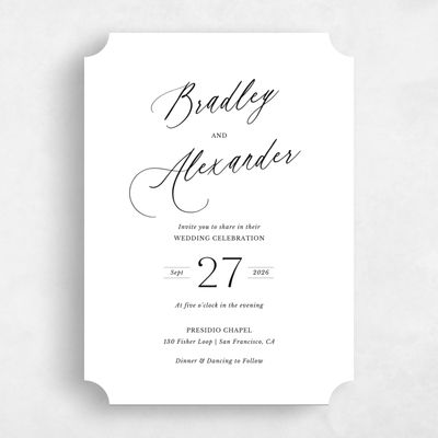White Ticket Wedding Invitation - Andros Classic
