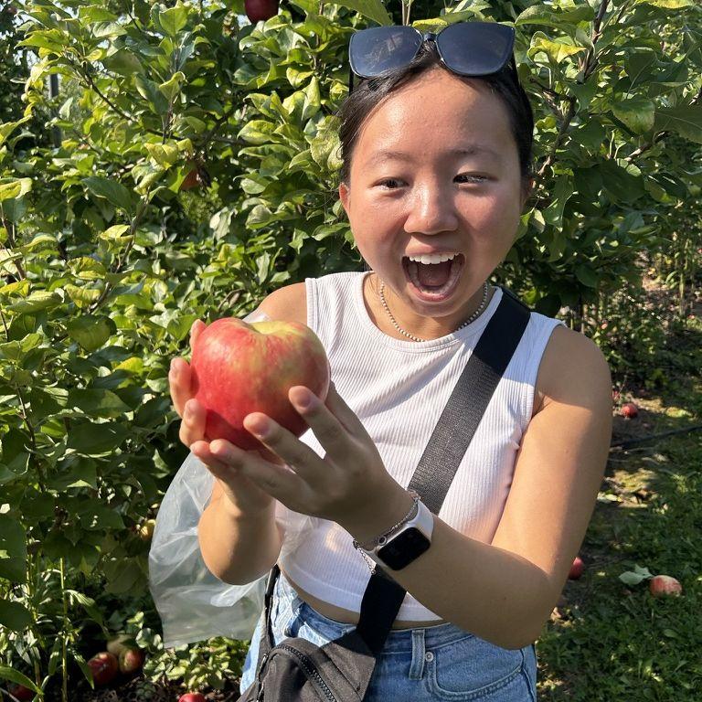 Angela's first time apple picking!