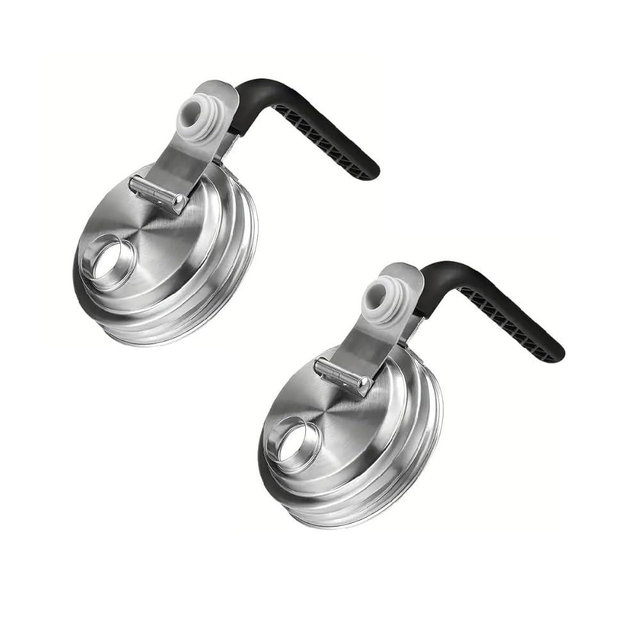 CHOULULUED 2PCS Mason Jar Drinking Lids,Stainless Steel Wide Mouth Mason Jar Sip Lid Accessories,Anticracking Leak Proof Seal Flip Cap Cover Airtight Accessories for Drink (Regular Mouth with Handle)
