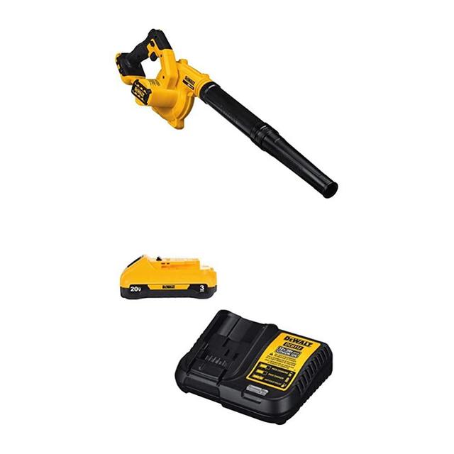 DEWALT 20V MAX Blower for Jobsite, Compact with Battery Pack & Charger, 3-Ah (DCE100B & DCB230C)