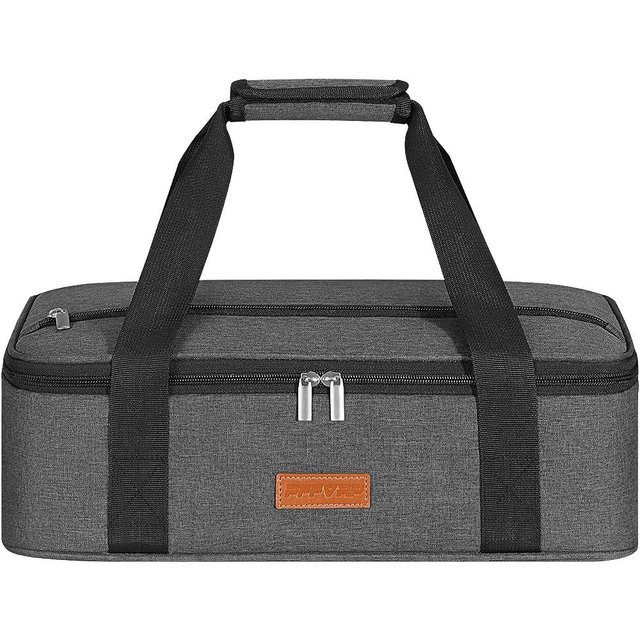 PFFVRP Insulated Casserole Carrier for Hot or Cold Food, Reusable Insulated Food Carrier for Potluck Parties, Picnic, Cookouts, Fits 11 x 15 or 9 x 13 Lasagna Pan, Casserole Dish, Baking Dish（Gray）