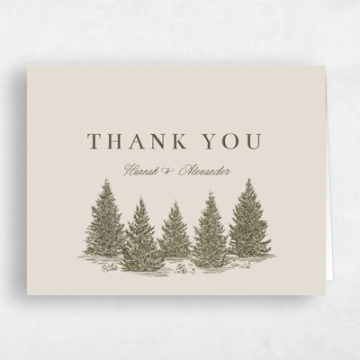 Classic Greige, Green Wedding Thank You - Auburn Landscape