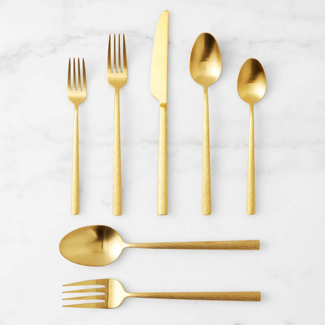Cyprus 42-Piece Flatware Set, Brushed Gold