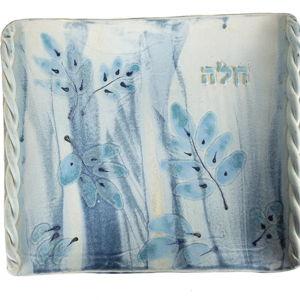 Challah Plate, Ceramic with Blue Glaze