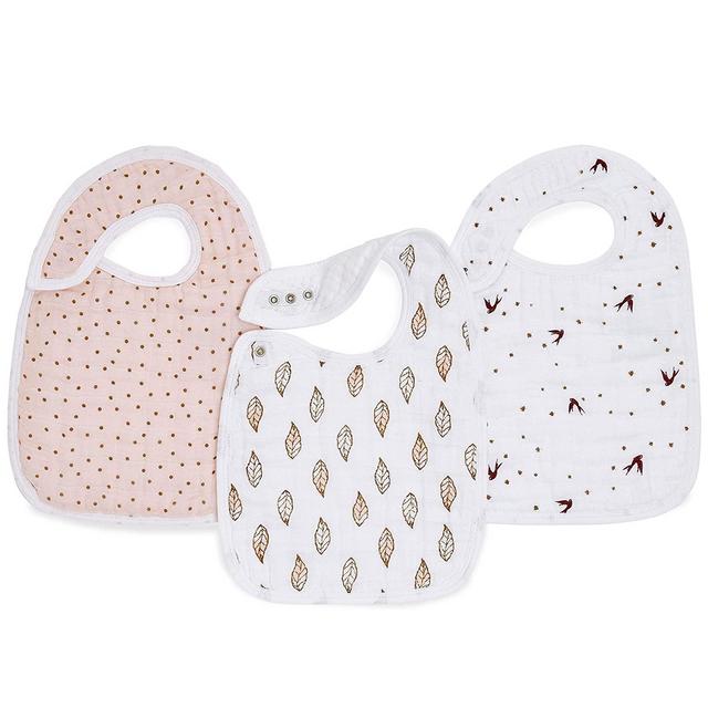 aden + anais Snap Baby Bib, 100% Cotton Muslin, 3 Layer Burp Cloth, Super Soft & Absorbent for Infants, Newborns and Toddlers, Adjustable with Snaps, 3 Pack, Dahlias