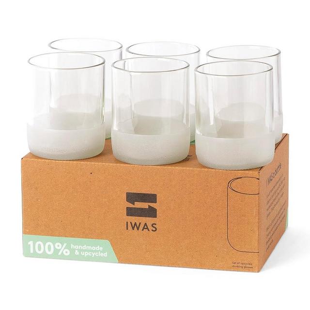 IWAS Upcycled Clear Drinking Glasses | 250 ML | 8.45 OZ | Set of 6 | Sustainable Water Glasses | Environmentally Friendly Clear Glasses For Home