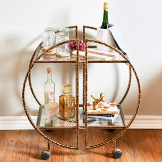Hammered Brass Round Bar cart
