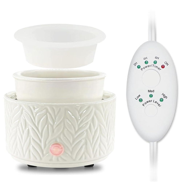 Wax Melt Warmer with Timer-3-in-1 Wax Melter Burner with Silicone Liner, Fragrance Warmer for Scented Candles, Wax Tarts, Essential Oils to Freshen Home Office, Auto Shut Off & Temperature Adjustment
