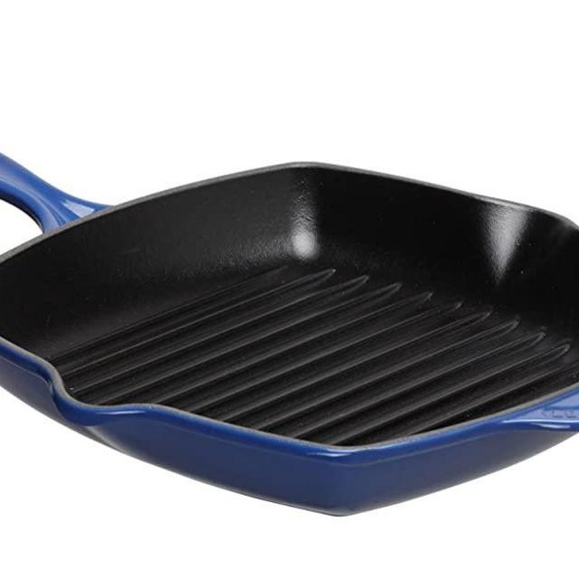 Le Creuset Enameled Cast-Iron 10-1/4-Inch Square Skillet Grill, Cobalt