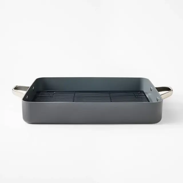 15.74" Aluminum Ceramic Roasting Pan Dark Gray - Figmint™