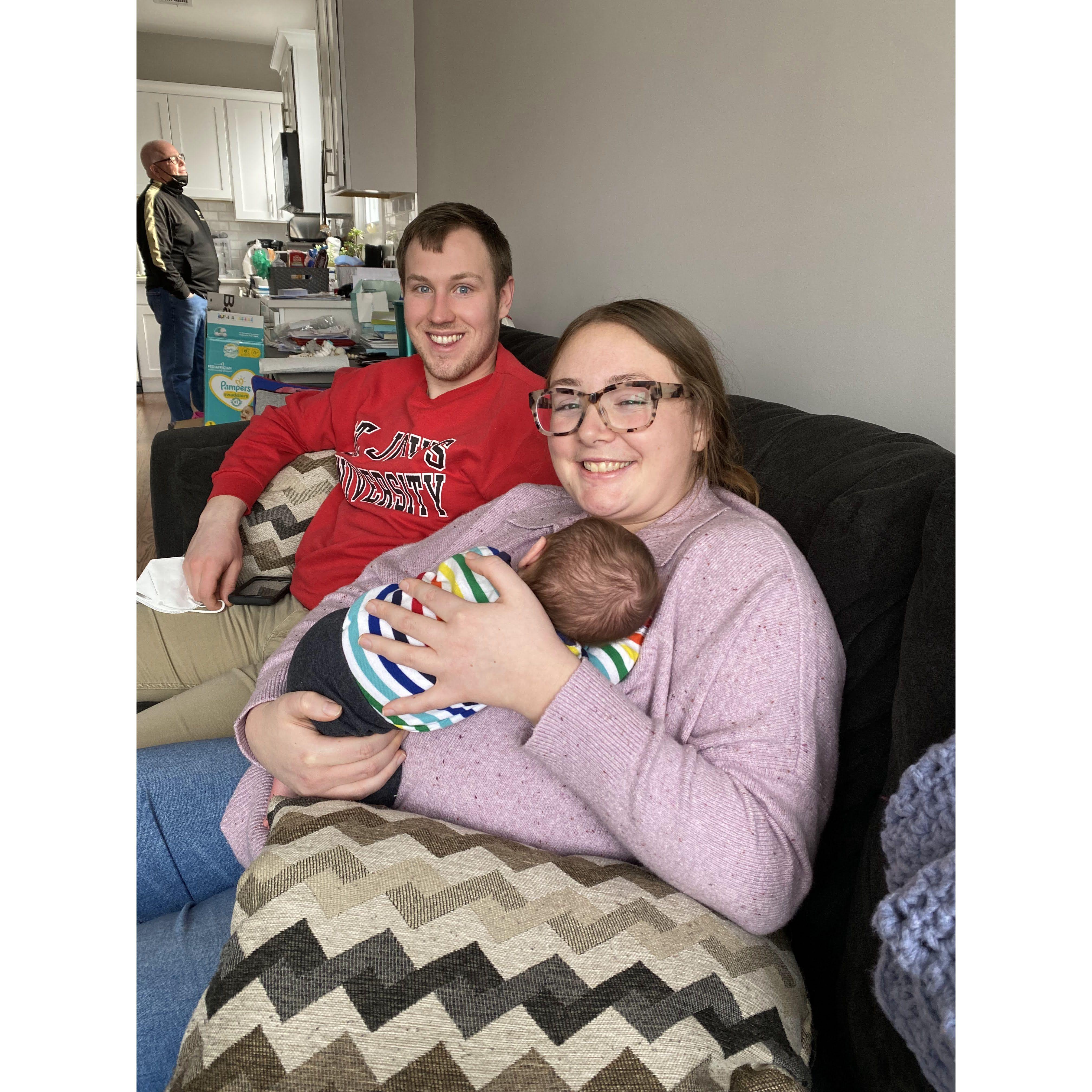 March 2022 - Meeting our nephew (and adorable ring bearer), Calvin for the first time!
